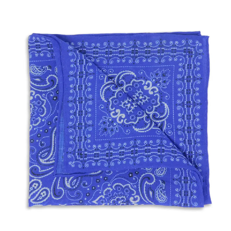 Bandana Blue Linen Pocket Square