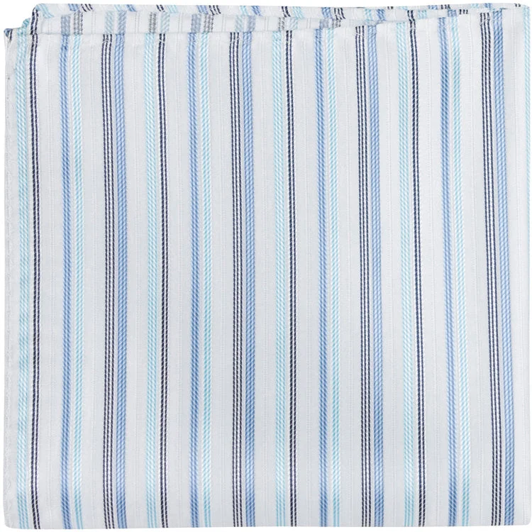 CL47 PS - White with Multi Blue Stripe - Matching Pocket Square