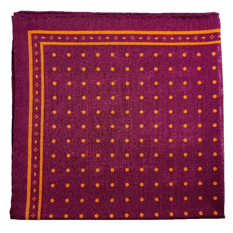 Magenta - Polka Dot - Wool/Silk Pocket Square