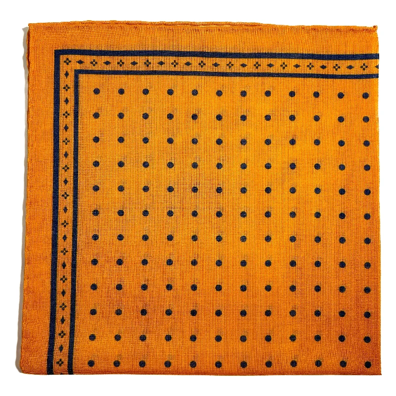 Mustard Yellow - Polka Dot - Wool/Silk Pocket Square