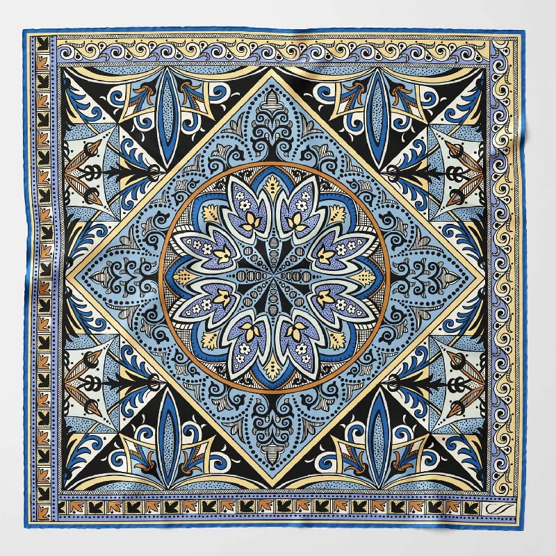 Tragara - Silk Pocket Square - Azure