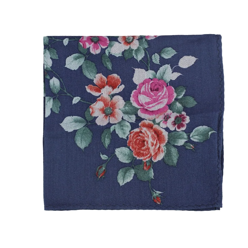 bar III Mens Para Floral Pocket Square, Blue, One Size - One Size