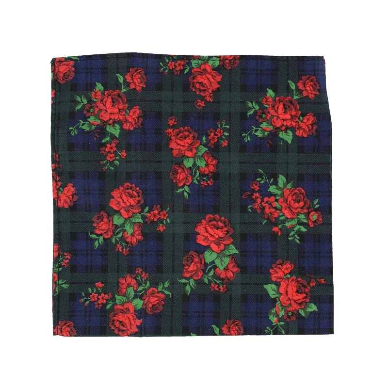 bar III Mens Plaid Floral Pocket Square, Multicoloured, One Size - One Size