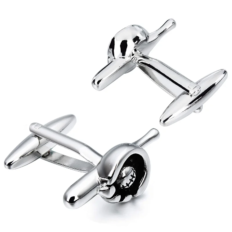 Baseball Bat, Glove and Ball Cufflinks in Silver