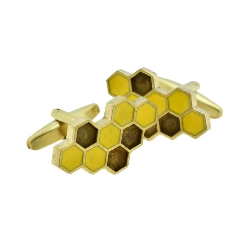 Bees Honeycomb Brushed Cufflinks