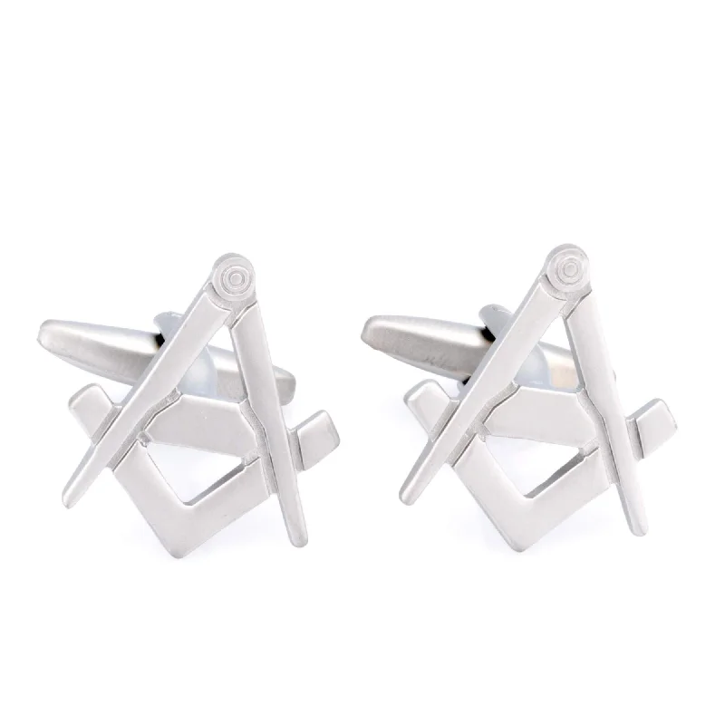 Freemason Masonic Brushed Silver Cufflinks