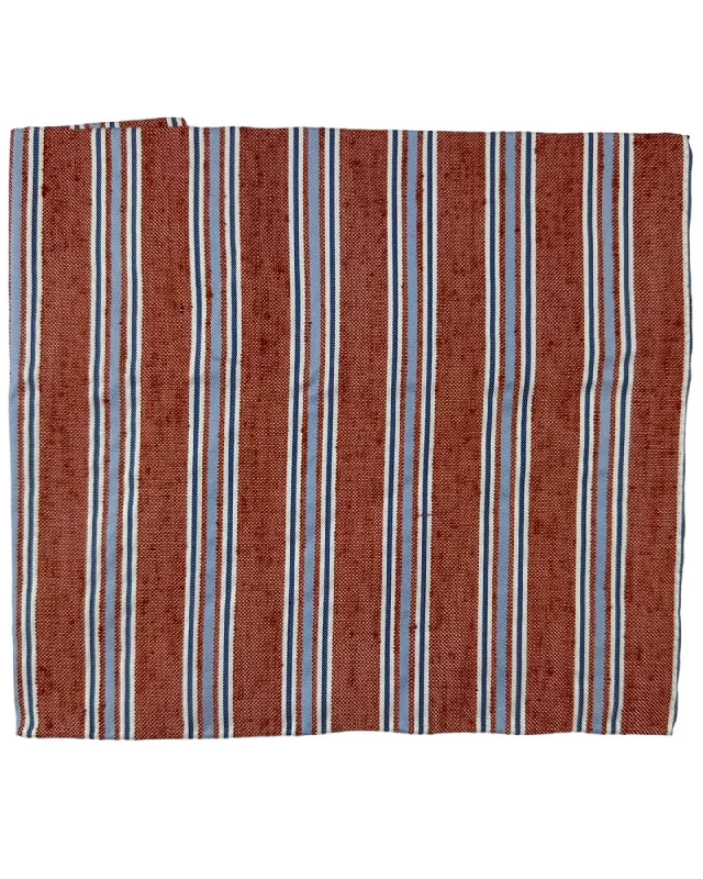 Kiton Silk Cotton Pocket Square Maroon Blue Stripes BLACK FRIDAY SALE