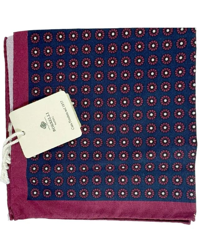 Luigi Borrelli Silk Pocket Square Dark Blue Maroon FINAL SALE