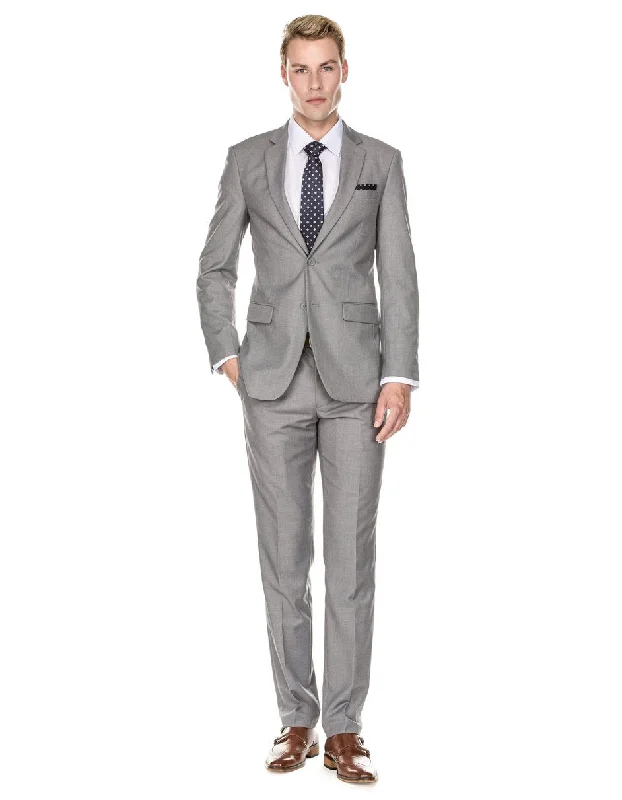 Mens 2 Button Modern Fit Suit Light Grey