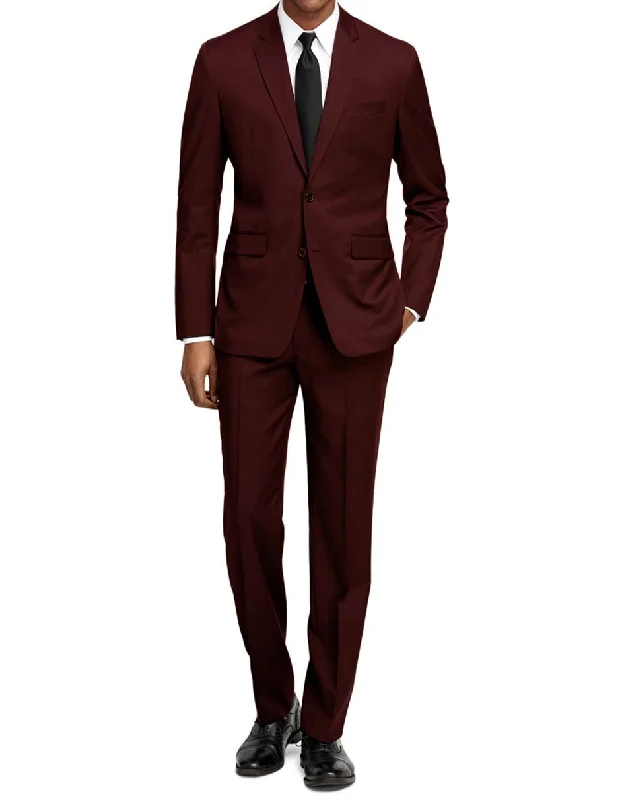 Mens Slim Fit Suit Burgundy