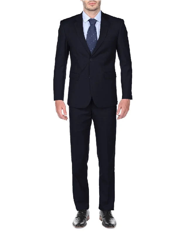 Pleated Suit - Mens Suits With Pleated Pant -  Regular Fit Navy Suit