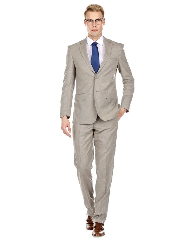 Mens Modern Fit Summer Wedding Suit Light Taupe