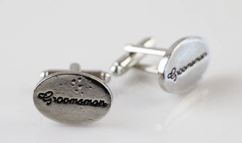 Mens Silver Groomsman Cufflinks