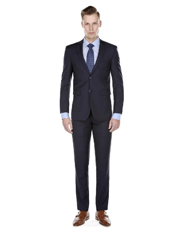 Mens Skinny Slim Suit Navy Blue