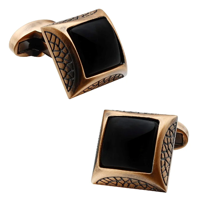 Onyx in Antique Copper Cufflinks