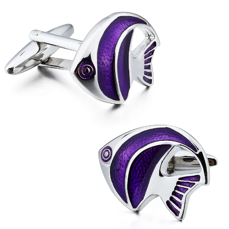 Purple Tropical Angel Fish Cufflinks