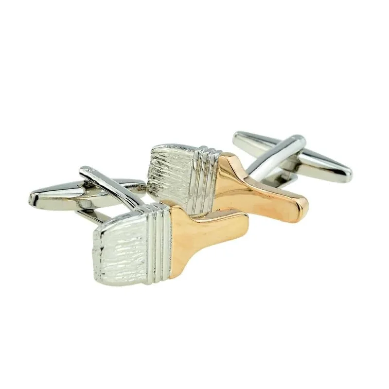 Rose Gold Silver Paint Brush Cufflinks