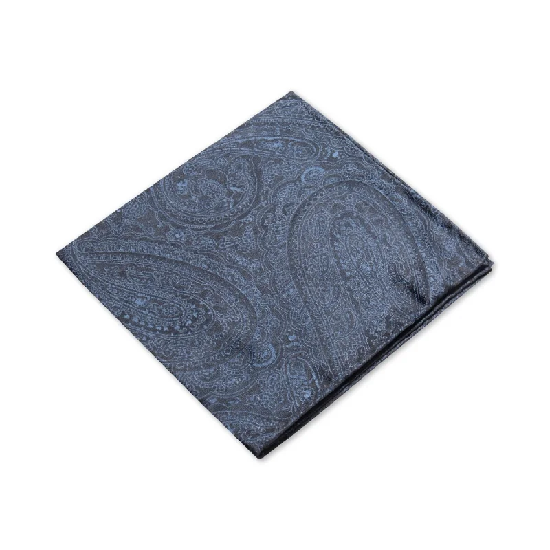 Ryan Seacrest Mens Silk Paisley Pocket Square, Blue, One Size - One Size