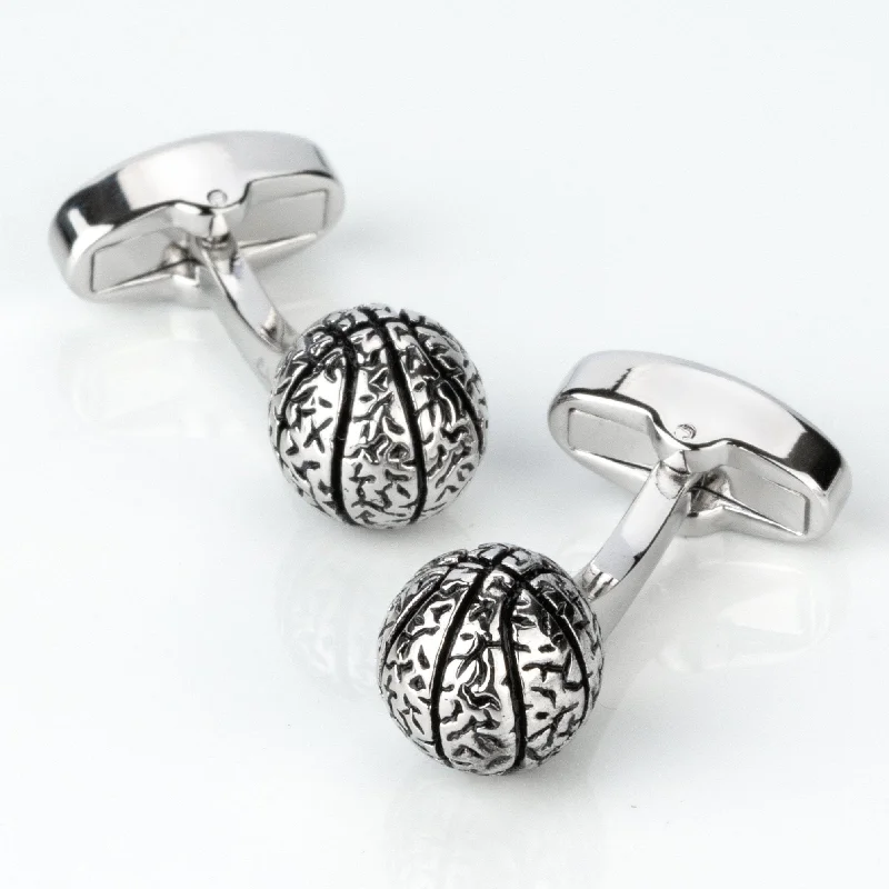 Silver Basketball Cufflinks