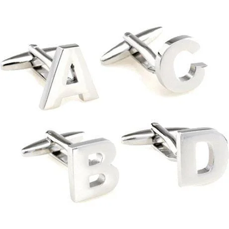 Silver Cut Out Initial Letter Cufflinks