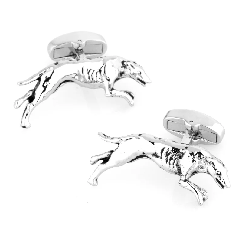 Silver Greyhound Racing Dog Cufflinks