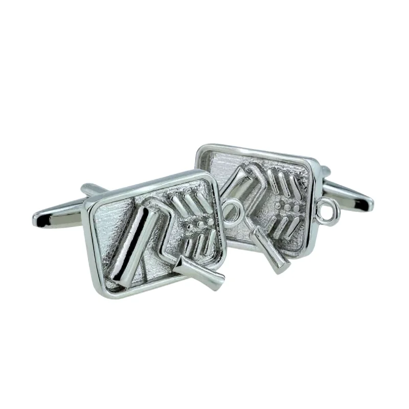 Painters Roller Tray Silver Cufflinks