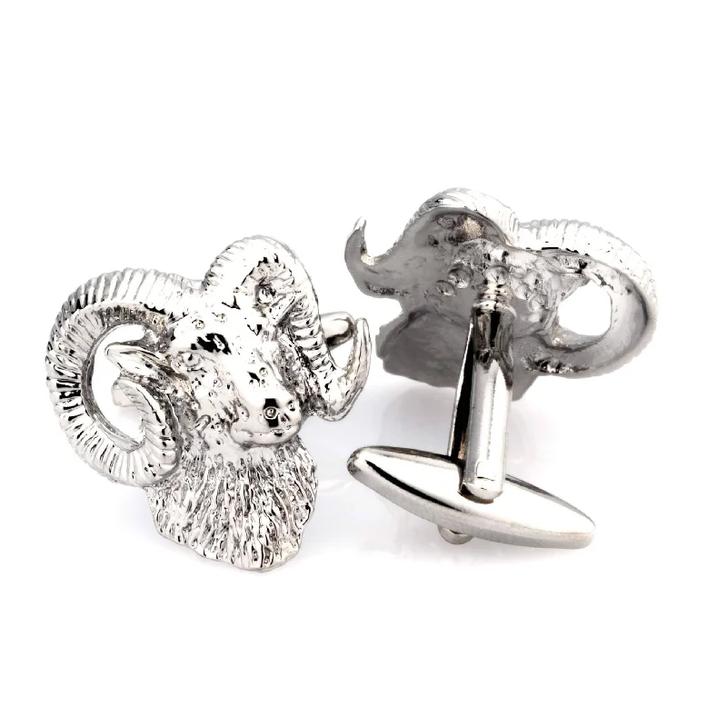 Silver Ram's Head Cufflinks