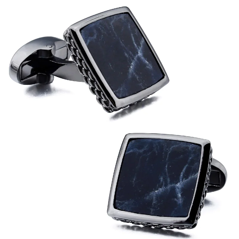 Sodalite stone Cufflinks in Gunmetal