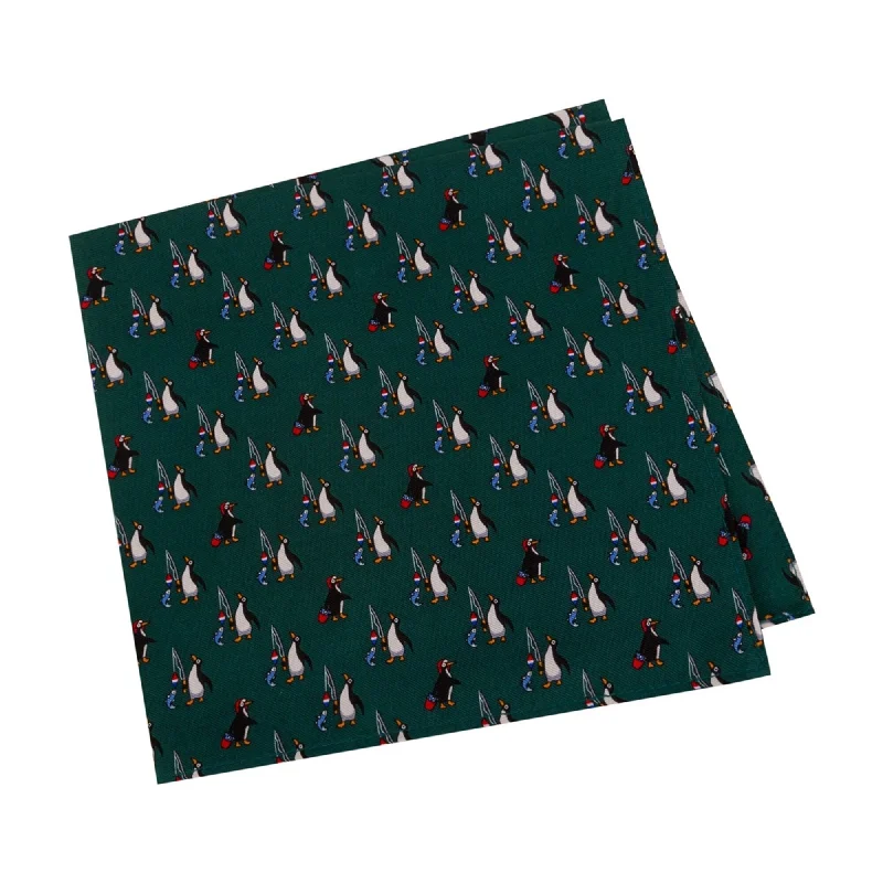 Tommy Hilfiger Mens Penguin Fishing Pocket Square, Green, One Size - One Size