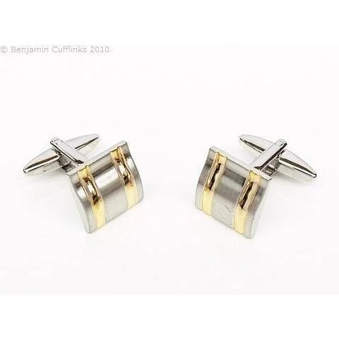 Waved Gold Bars Square Cufflinks