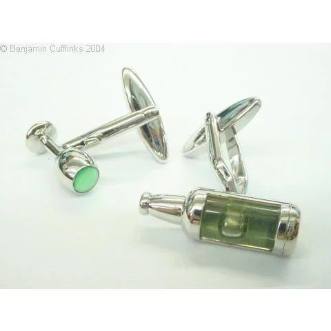 White Wine Bottle and Glass Cufflinks