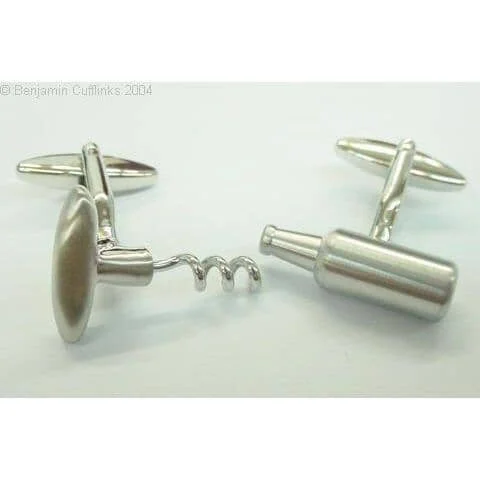 Wine Bottle & Corkscrew Cufflinks